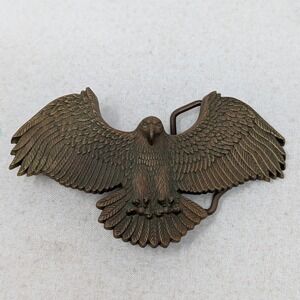 Vintage 1980 Baron Buckle Solid Brass Eagle Belt Buckle 6207 Soaring Bird